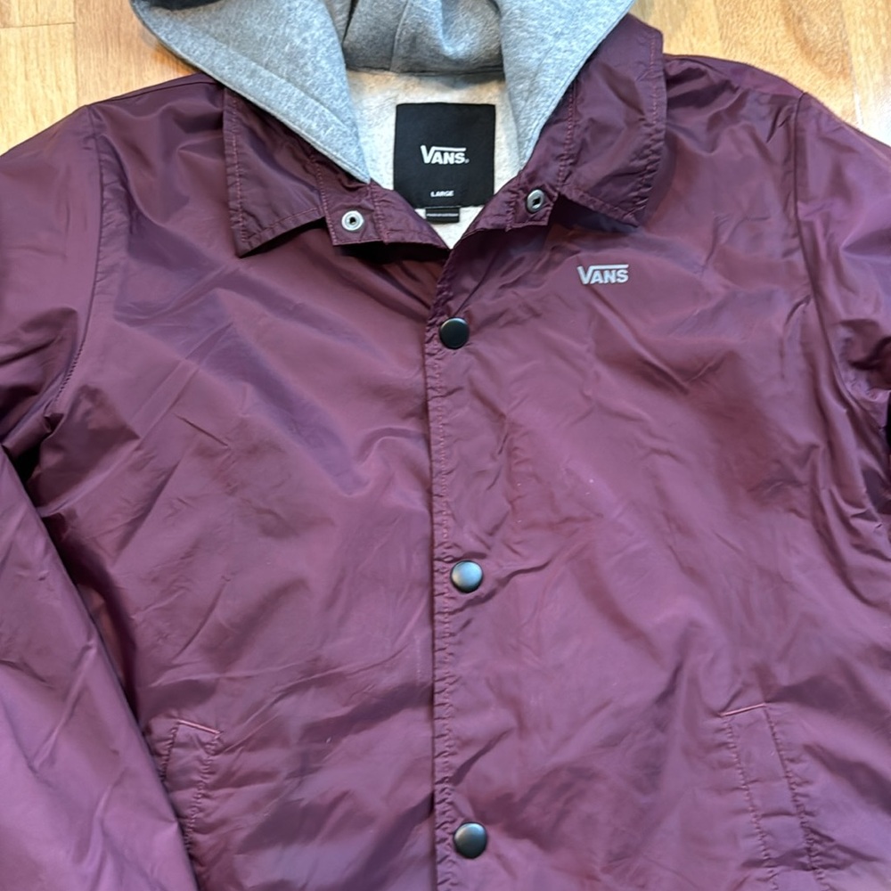 Vans Riley jacket, plum with gray hood.  Youth large